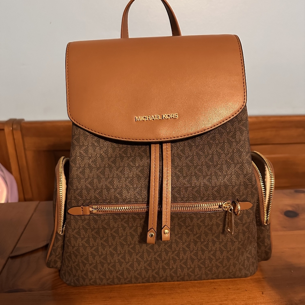 Michael Kors Brown and Tan Backpack